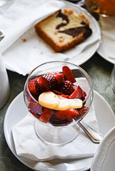 morning breakfast with strawberries