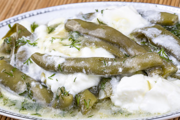 Turkish foods; bakla with olive oil