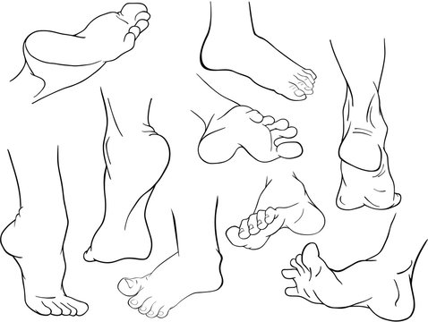 A Set of Cartoon Illustrations. Foot  for you Design