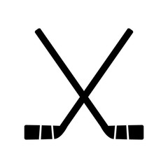 Two crossed hockey sticks.