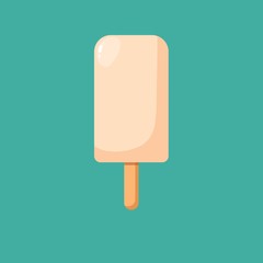 Illustration of a white toothpick ice cream, vanilla, milk stick. Ideal for catalogs, information and institutional material. Stock flat vector illustration.