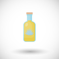 Tequila bottle flat vector icon