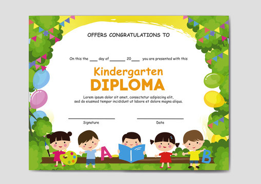 Kindergarten diploma, certificate