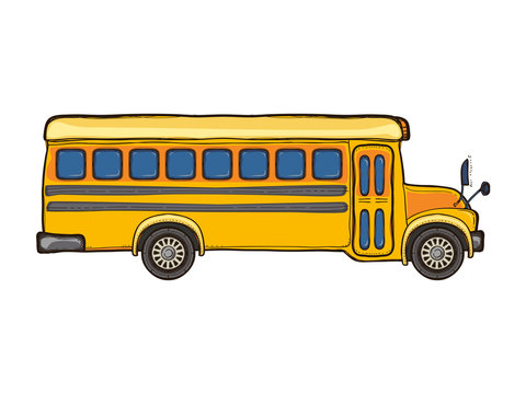 Vector yellow school bus isolated on white