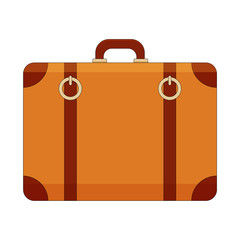 Simple, flat, brown suitcase/briefcase icon. Isolated on white.