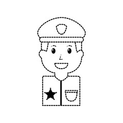 policeman smiling icon image vector illustration design  black dotted line