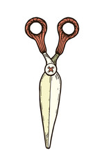 School scissors, closed on a white background.