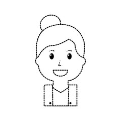 happy woman portrait icon image vector illustration design  black dotted line