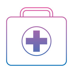 first aid kit icon image vector illustration design  purple to blue ombre line