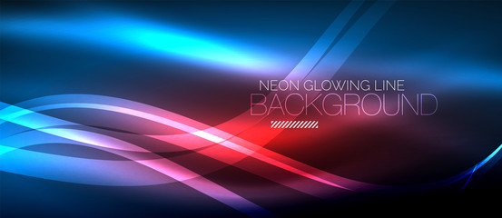 Neon blue elegant smooth wave lines digital abstract background
