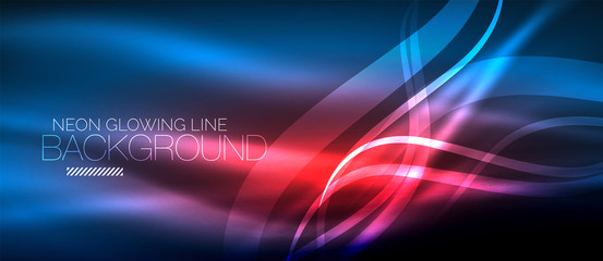 Neon blue elegant smooth wave lines digital abstract background