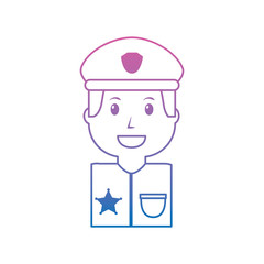 Obraz na płótnie Canvas policeman smiling icon image vector illustration design purple to blue ombre line