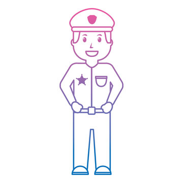 policeman smiling icon image vector illustration design  purple to blue ombre line