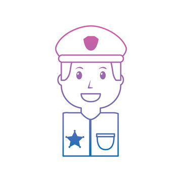 policeman smiling icon image vector illustration design  purple to blue ombre line