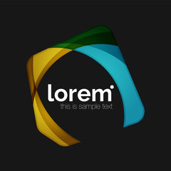 Clean professional business emblem, abstract transparent overlapping shapes