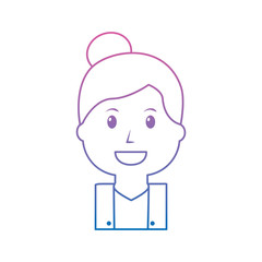 happy woman portrait icon image vector illustration design  purple to blue ombre line