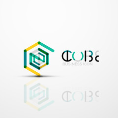 Cube idea concept logo, line