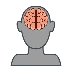 human profile with brain vector illustration design