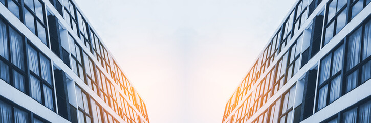 modern building with white cloud vintage tone