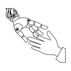 human hand and robot vector illustration design
