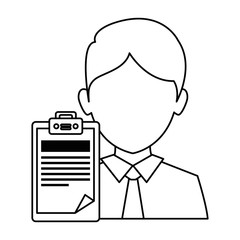 businessman with clipboard avatar character vector illustration design