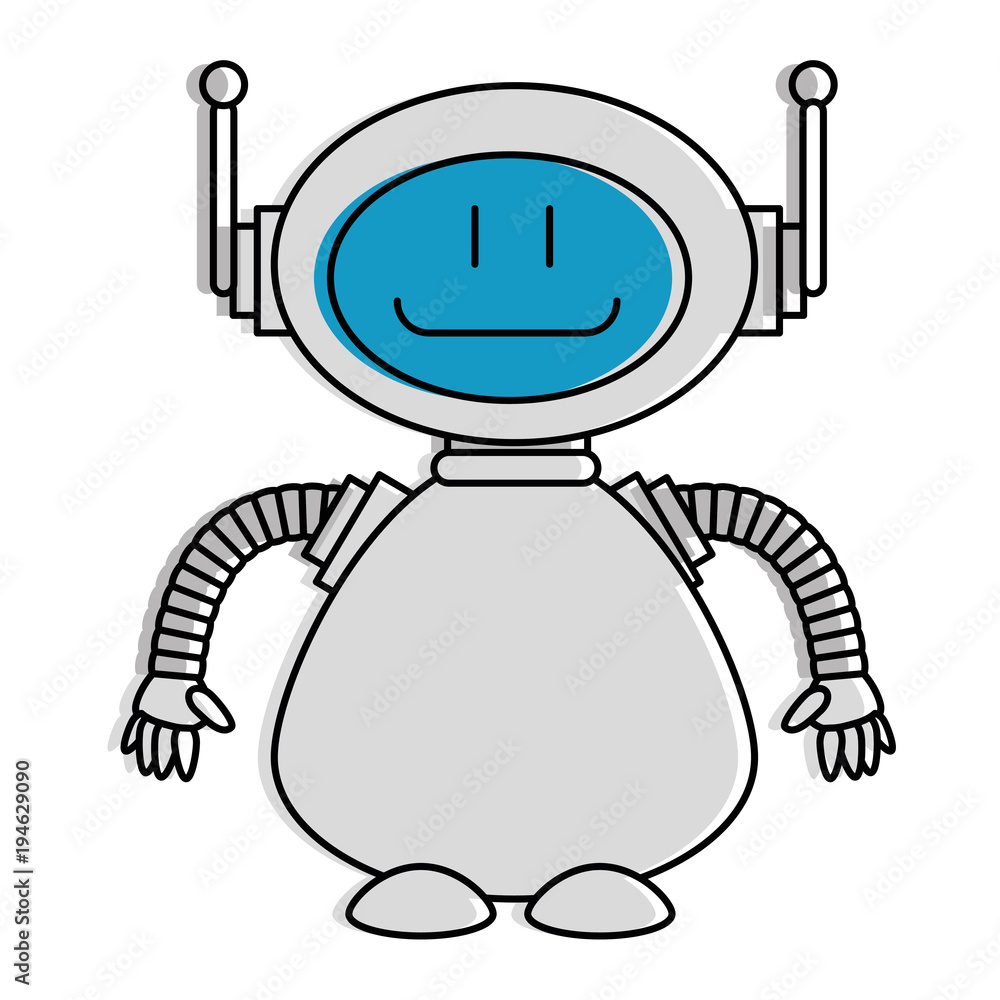 Poster technological robot character icon vector illustration design