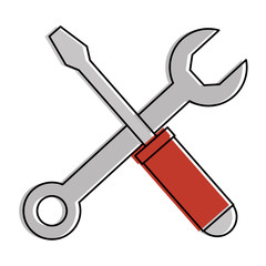 wrench key and screwdriver vector illustration design