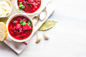 Traditional ukrainian beet soup