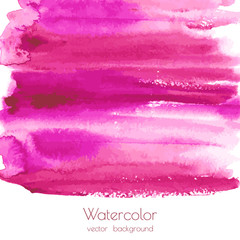 Magenta, pink, rose marble watercolor vector texture background with dry brush stains, strokes, spots isolated on white. Abstract frame, place for text or logo. Acrylic hand painted gradient backdrop.