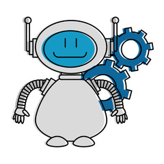 technological robot with gears character icon vector illustration design