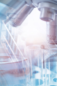 Vacutainer or test tube in lab on table