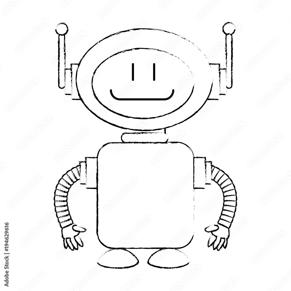Poster technological robot character icon vector illustration design