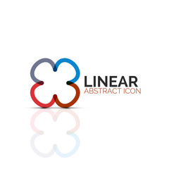 Abstract flower or star minimalistic linear icon, thin line geometric flat symbol for business icon design, abstract button or emblem