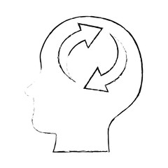 head profile with arrows reload vector illustration design