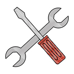 wrench key and screwdriver vector illustration design