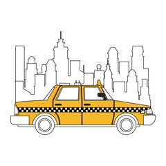 Taxi at the city vector illustration graphic design
