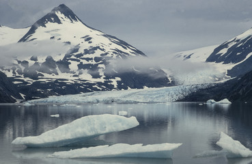 Fog Over Portage Glacier in 1971. Glacier has receded dramatically since then.