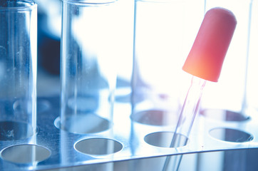 Vacutainer or test tube in lab on table