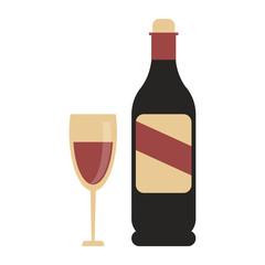 Wine bottle and cup vector illustration graphic design