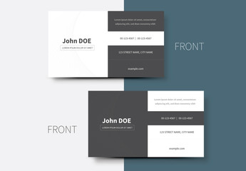 Dark Gray and White Block Business Card Layout 1