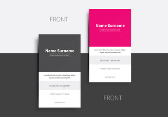 Pink and Gray Crosshatched Business Card Layout 1