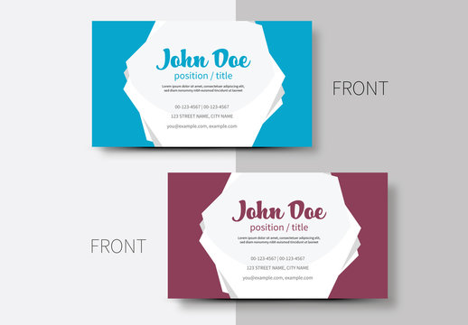 Business Card Layout with Pentagon Element 1