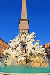 fragment of Fontana dei Quattro Fiumi on Piazza Navona, Rome