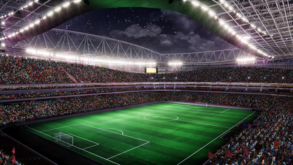 Soccer Stadium with Illumination  - obrazy, fototapety, plakaty