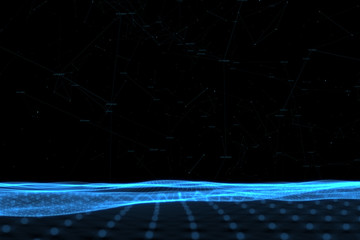 Futuristic lines, dots and numbers cyberspace illustration background.