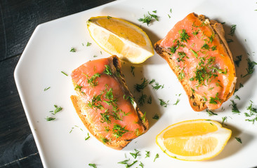 Toast with salmon