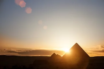 Tuinposter Egypt Cairo - Giza. General view of pyramids © merydolla