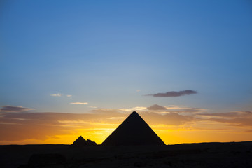 Egypt Cairo - Giza. General view of pyramids