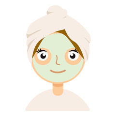 Woman with facial mask on white background