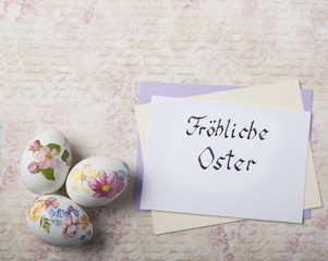 Easter eggs card with caligraphy fonts